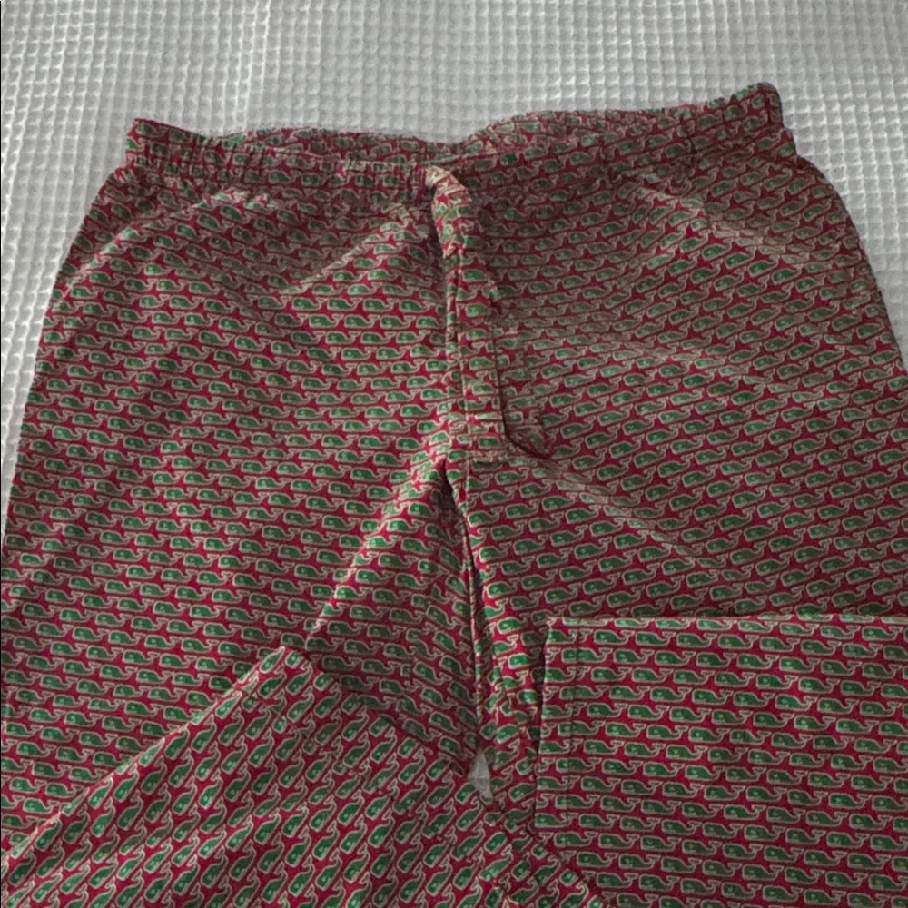 Vineyard Vines Red and Green Whale Pattern Lounge Pants